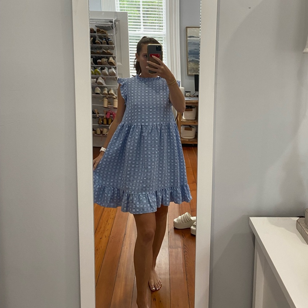 Ces Femme Blue Checkered Dress